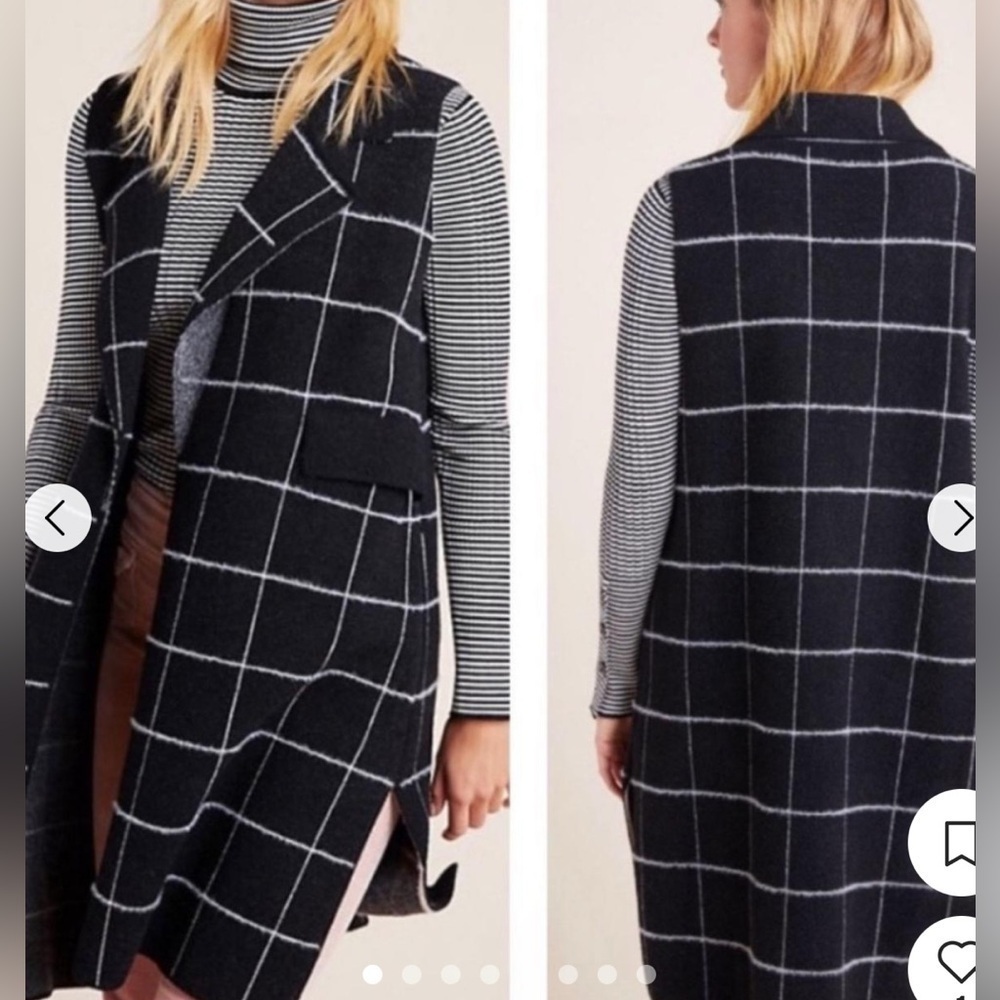 Anthropologie QuinnWindow Pane Open‎ Front Vest Duster